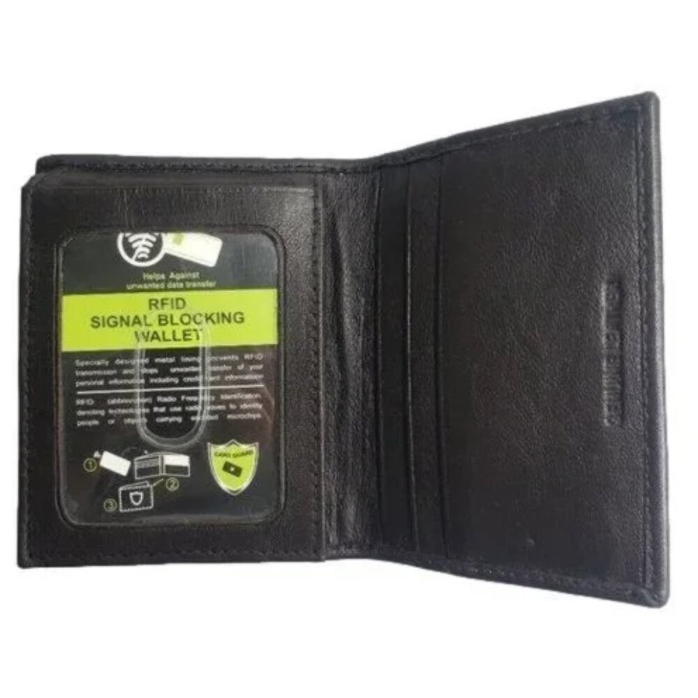 Men's Brown RFID Genuine Leather Sheep Cabretta L-Fold Wallet in Box